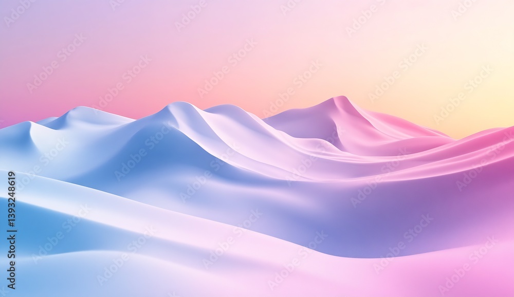 Aufkleber stunning landscape of smooth undulating hills with gradient colors at sunrise : generative ai