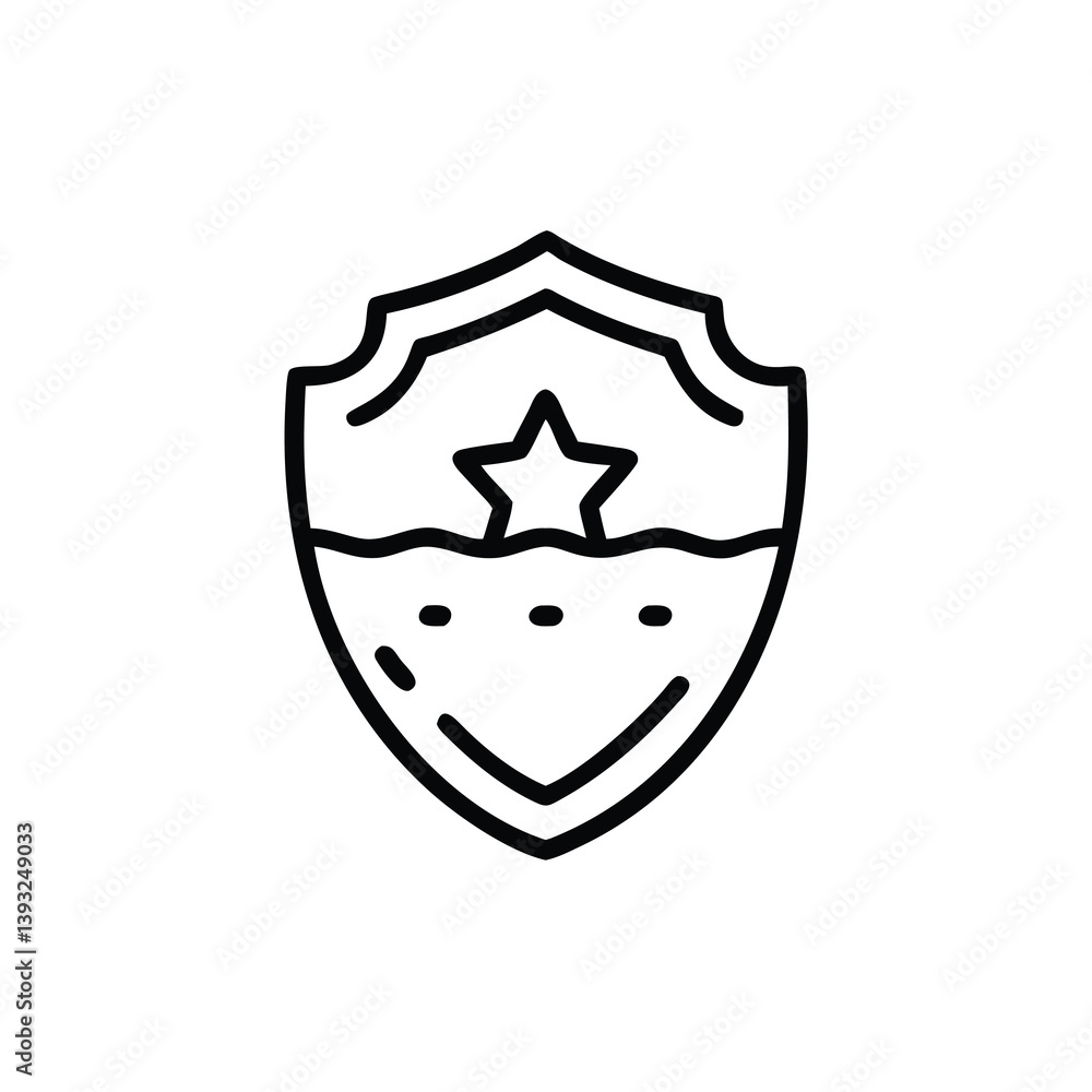 Poster security shield icon representing protection and safety in a minimalist line style
