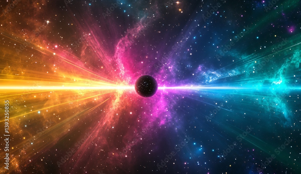 Aufkleber dynamic swirling cosmic energy with contrasting colors emanating from a dark singularity : generativ