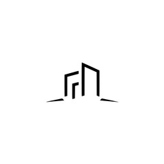 Minimalist Architectural Logo: Abstract City Skyline in Black & White