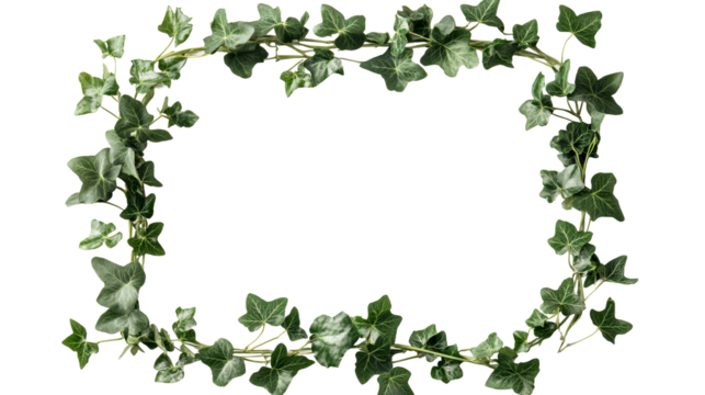 Ivy frame on a black backdrop, botanical border, decoration, cut out transparent - Powered by Adobe