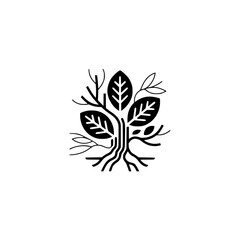 Minimalist Tree Logo in Black and White, Nature Illustration