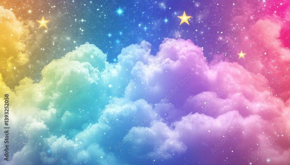 Aufkleber a beautiful blend of colorful clouds in a cosmic starry background : generative ai