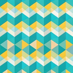 Obraz premium Abstract Geometric Pattern with Teal, Yellow, and White Chevron Design