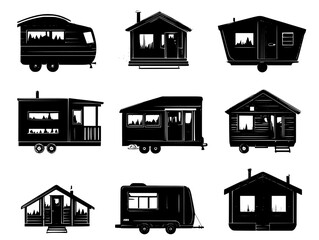 Collection of Mobile homes vector icons, Mobile homes vector images