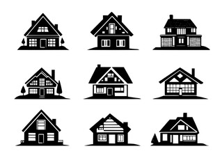 Fototapeta premium Collection of Residential Buildings vector icons, Residential Buildings vector images