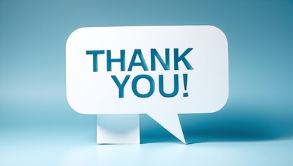 Thank You Message in White Speech Bubble on Blue Background