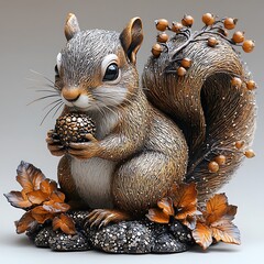Obraz premium Autumn jewel squirrel sitting calmly high resolution photo