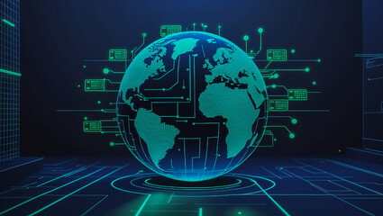 Digital Globe with Futuristic Technology Network