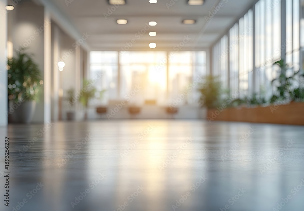 Leinwandbilder Bright Office Space with Shiny Floor Large Windows and City View Ideal for Modern Workplace Design and Business Themes : Generative AI