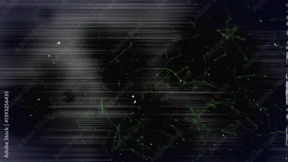 Poster animation of dynamic lines and particles in green and black digital network