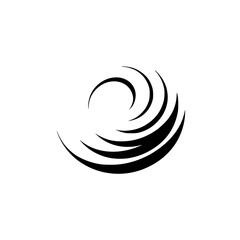 Abstract Swirl Logo in Black and White, Modern Design Element
