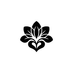 Elegant Black Floral Design: Minimalist Ornamental Lotus, Vector Illustration