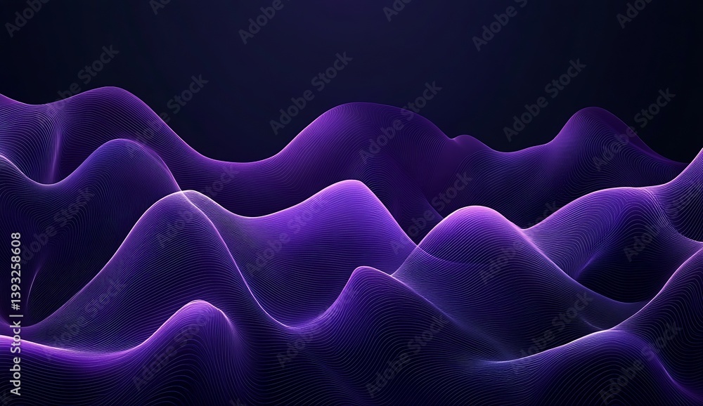 Leinwandbilder Stunning abstract waves in purple tones creating a mesmerizing visual effect for digital backgrounds : Generative AI