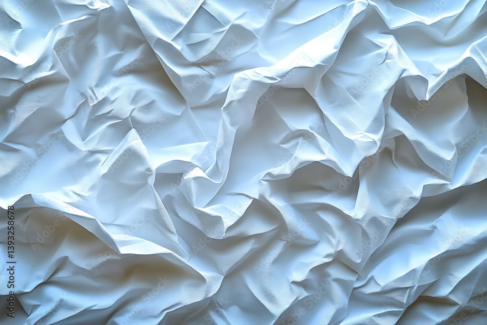 Fototapete Abstract Wrinkled White Fabric Texture Background Ideal for Textile Design Overlay Effects and Clothing Mockups with Soft Light : Generative AI