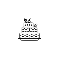 Minimalist Wedding Cake Icon: Vector Line Art, White Background