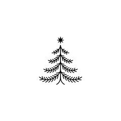 Minimalist Christmas Tree with Snowflakes: Modern Holiday Design