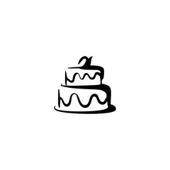 Minimalist Black and White Layered Cake Illustration