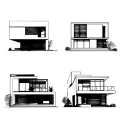 Collection of Quadplexes line vector designs, Quadplexes illustration art