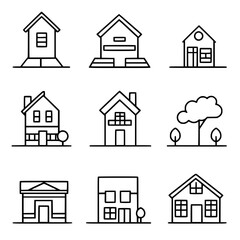 Fototapeta premium Collection of Townhouses line vector designs, Townhouses illustration art