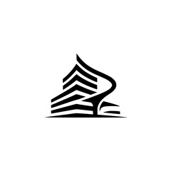 Modern Architectural Logo: Black & White Building Design