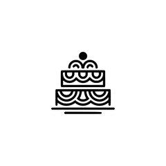 Minimalist Cake Icon: Black and White Celebration Emblem