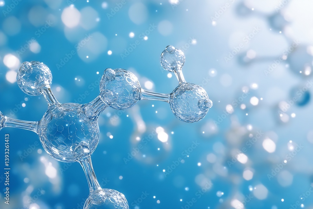 Aufkleber abstract molecular structure on blue gradient background science chemistry biology research concept 