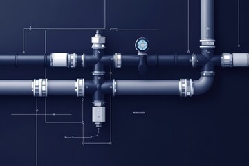 Creative graphic layouts for advertising focused on water supply systems and plumbing design