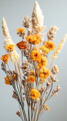 A beautiful composition of colorful dried flowers against a muted background