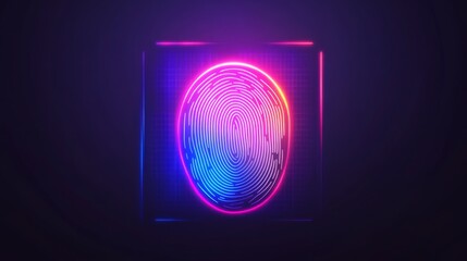 Futuristic neon fingerprint technology concept for digital security designs