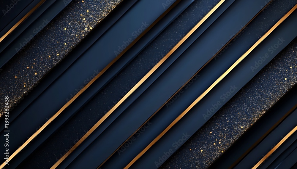 Aufkleber Refined dark blue background with golden lines and minimalist sparkles for a modern touch : Generative AI