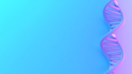 Vibrant neon dna strand on blue background for science and innovation design