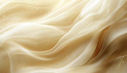 Elegant Soft Gold Fabric Flowing Gracefully in a Dreamy Background : Generative AI