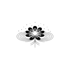 Minimalist Black Flower Design on White Background