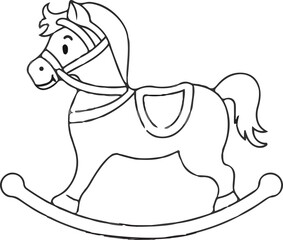 Rocking horse children toy Outline drawing