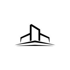 Modern Minimalist Architectural Logo – Black Building on White