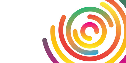 Abstract Colorful Circular Lines Background. Vibrant Spiral Rings Design on White Background. Line. Gradient. 