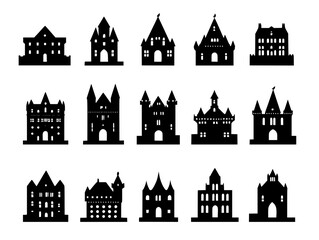 Obraz premium Collection of Chateaus vector icons, Chateaus illustration art