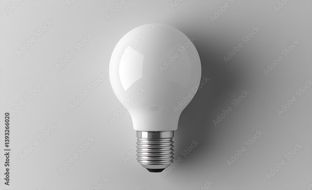 Poster White Light Bulb on Grey Background Illuminating Ideas Innovation and Energy Efficiency Clean Studio Shot Visual : Generative AI