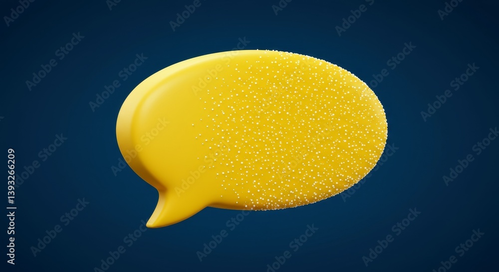 Poster speech bubble dots communication concept - a 3d yellow speech bubble with small dots, symbolizing co