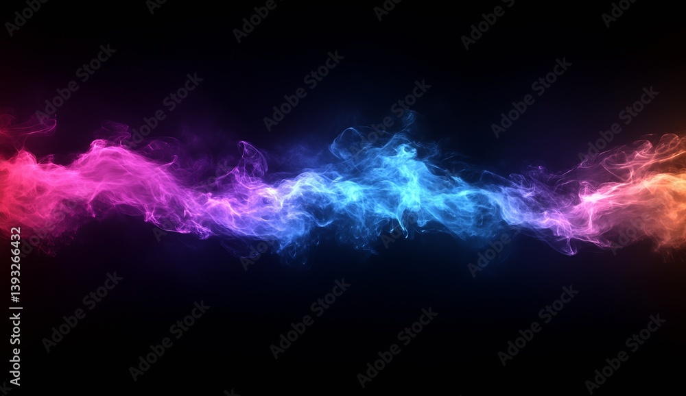 Aufkleber dynamic colorful vapor like smoke waves flowing across a dark background in vivid shades : generativ
