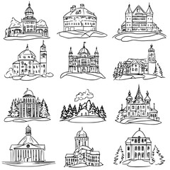 Collection of Sanatoriums line vector designs, Sanatoriums vector illustrations