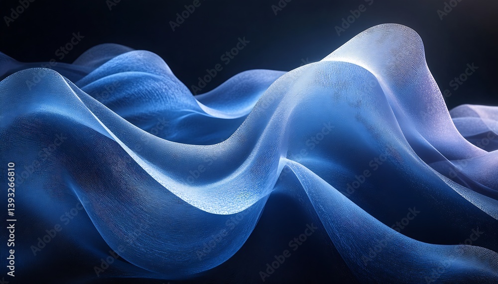 Poster Fluid Blue Waves in Motion Capturing the Essence of Smooth Oceanic Layers : Generative AI