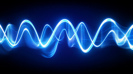 Abstract blue light waves creating a dynamic visual effect against a dark background, symbolizing energy