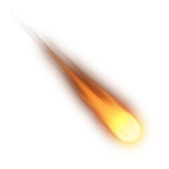 Speeding meteorite or asteroid with motion blur effect isolated on transparent background