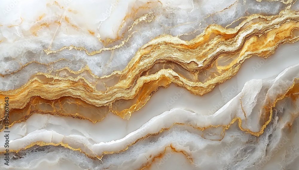 Poster abstract smooth marble slab with golden patterns and soft gray undertones for elegant interiors : ge