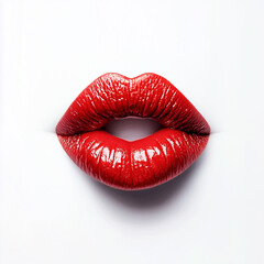 Obraz premium Red lips kissing on white background 
