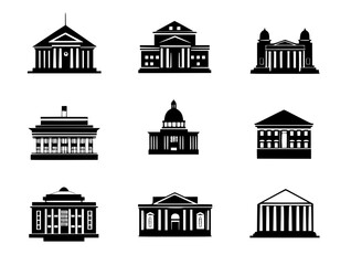 Collection of Government buildings vector icons, Government buildings vector graphics
