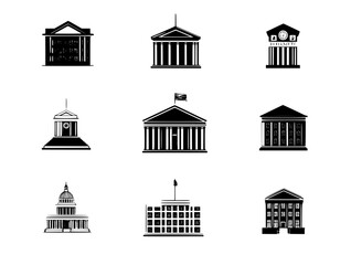 Collection of Institutional Buildings vector icons, Institutional Buildings vector graphics