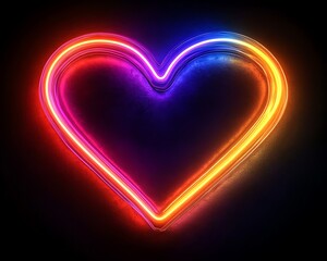 A brightly illuminated heart shaped design with glowing colors on black